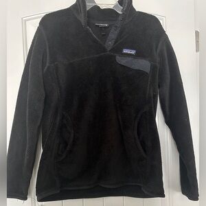 Patagonia Re-Tool Snap-T Pullover Fleece Jacket Women's Size Large Black EUC